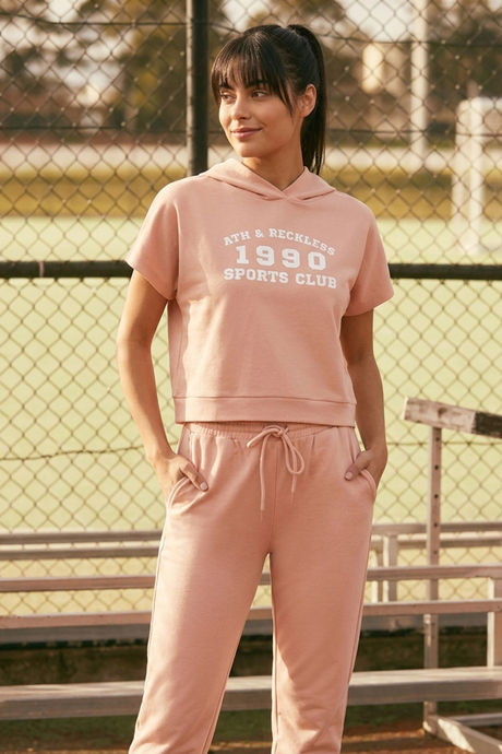 Buy Zivame Athleisure Hooded Sweatshirt - Peachy Keen